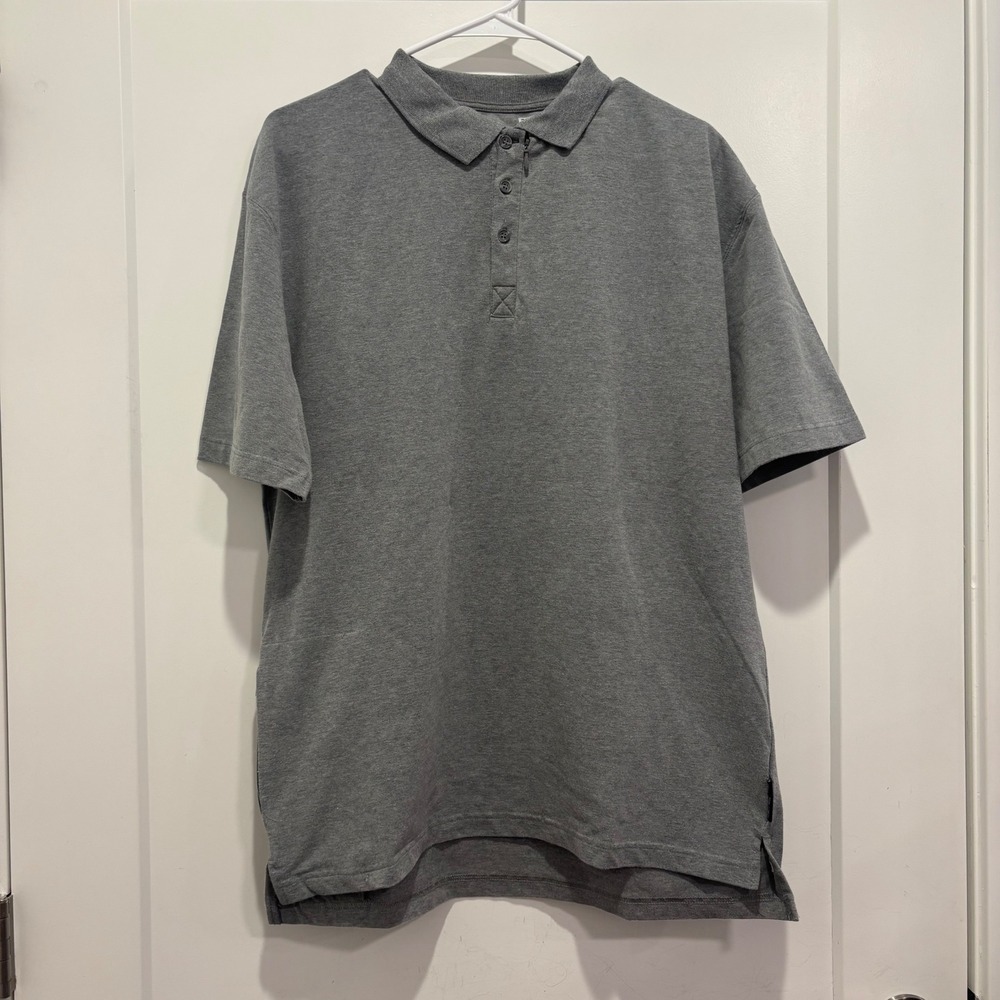 SCOTTEVEST Mens Performance Golf Polo Shirt Large Gray Short Sleeve Travel Top